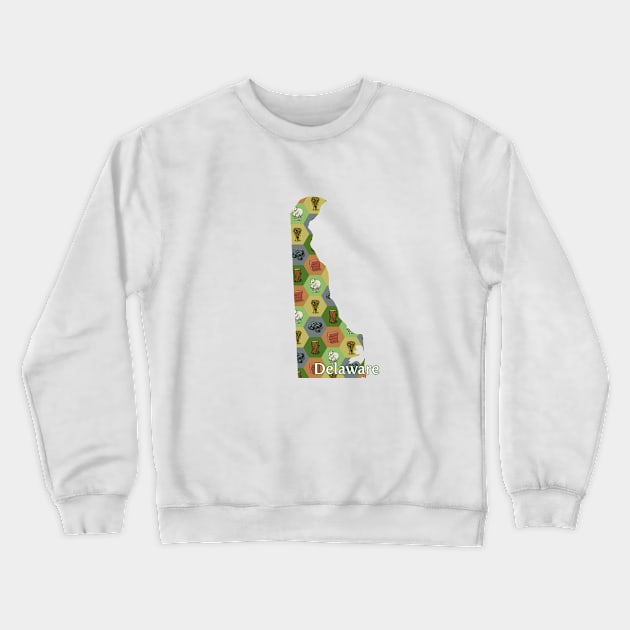 Delaware State Map Board Games Crewneck Sweatshirt by adamkenney